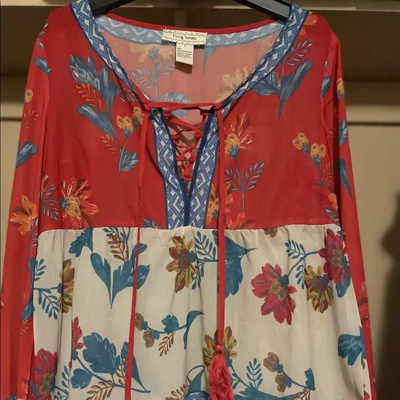 Flying Tomato Small Orange Floral Blouse - Picture 2 of 4